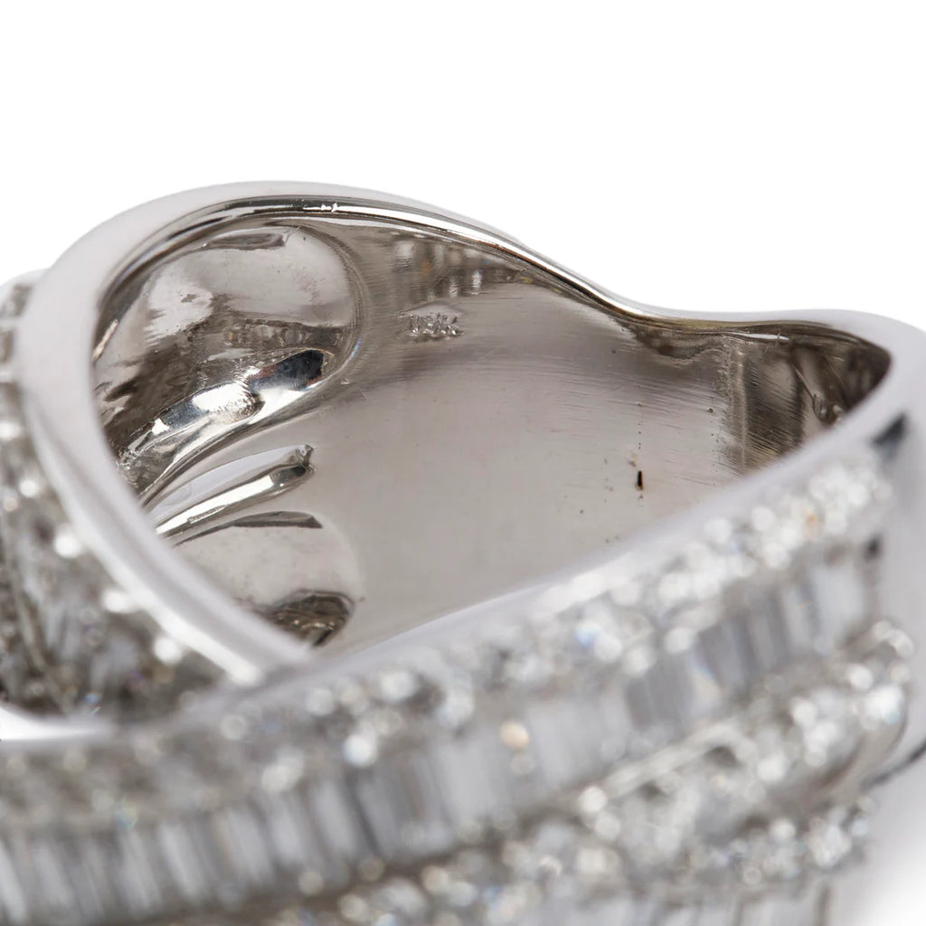 18k White Gold Pave Diamond 'X' Top Ring, Size 7.25