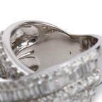 18k White Gold Pave Diamond 'X' Top Ring, Size 7.25