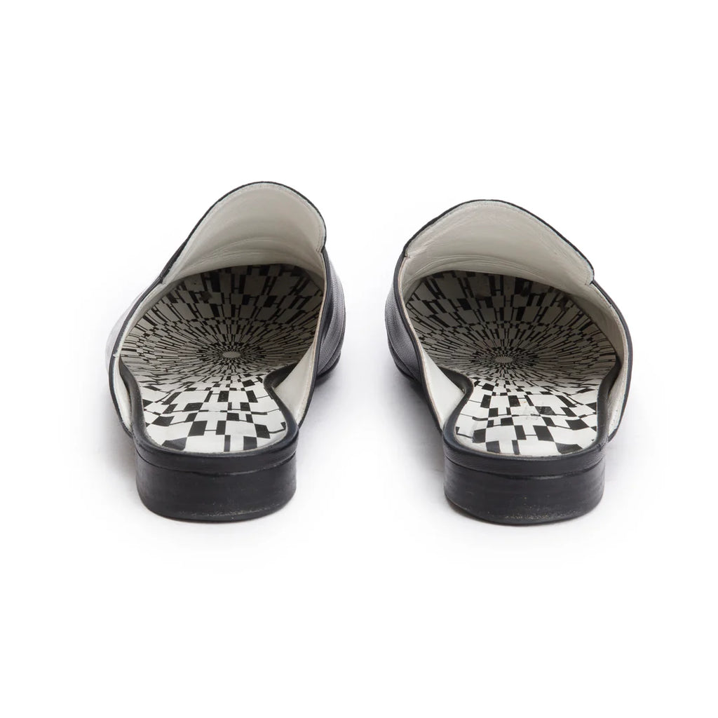 Noir Supple Goatskin Leather Catena Mules, Size 38.5 w/ Box