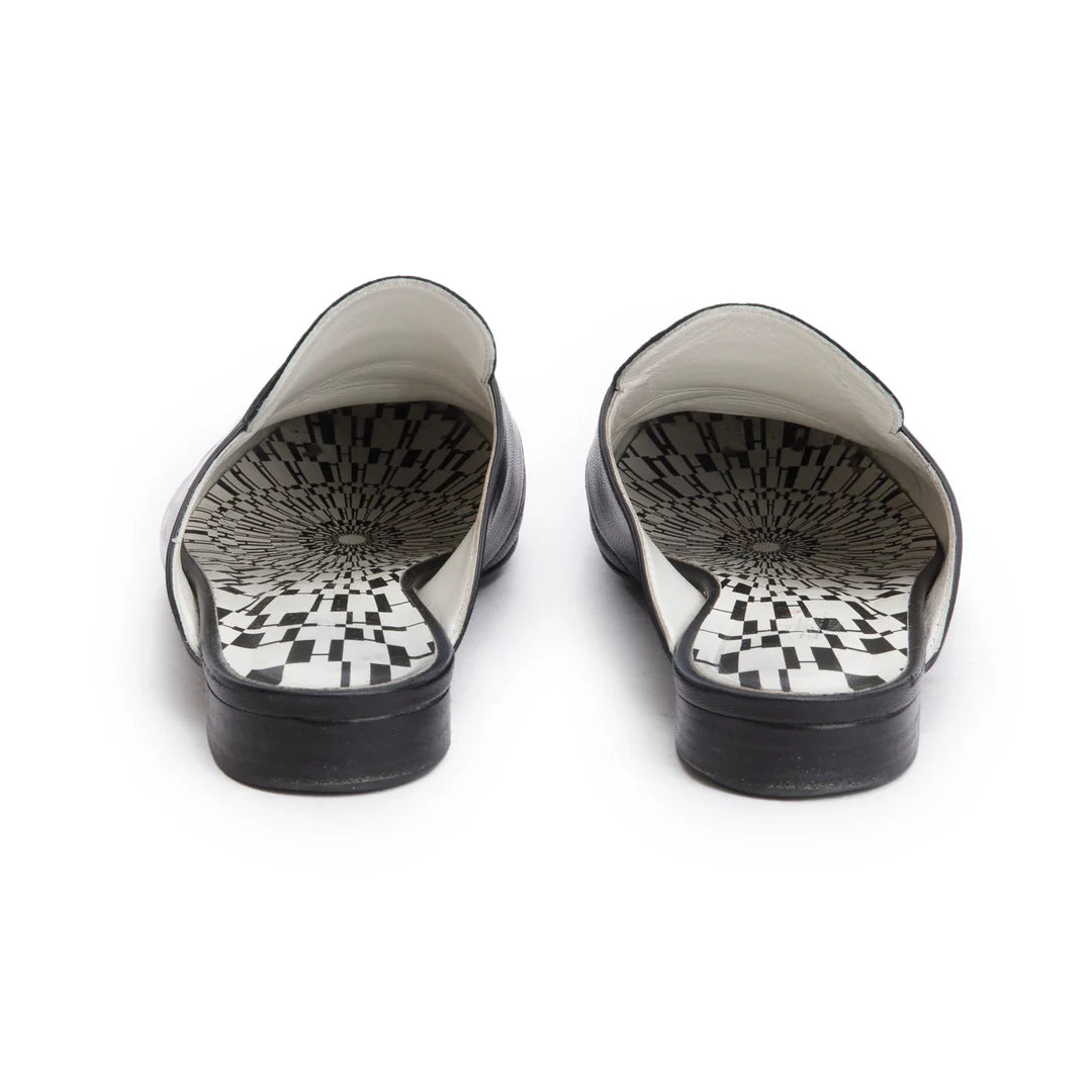 Noir Supple Goatskin Leather Catena Mules, Size 38.5 w/ Box