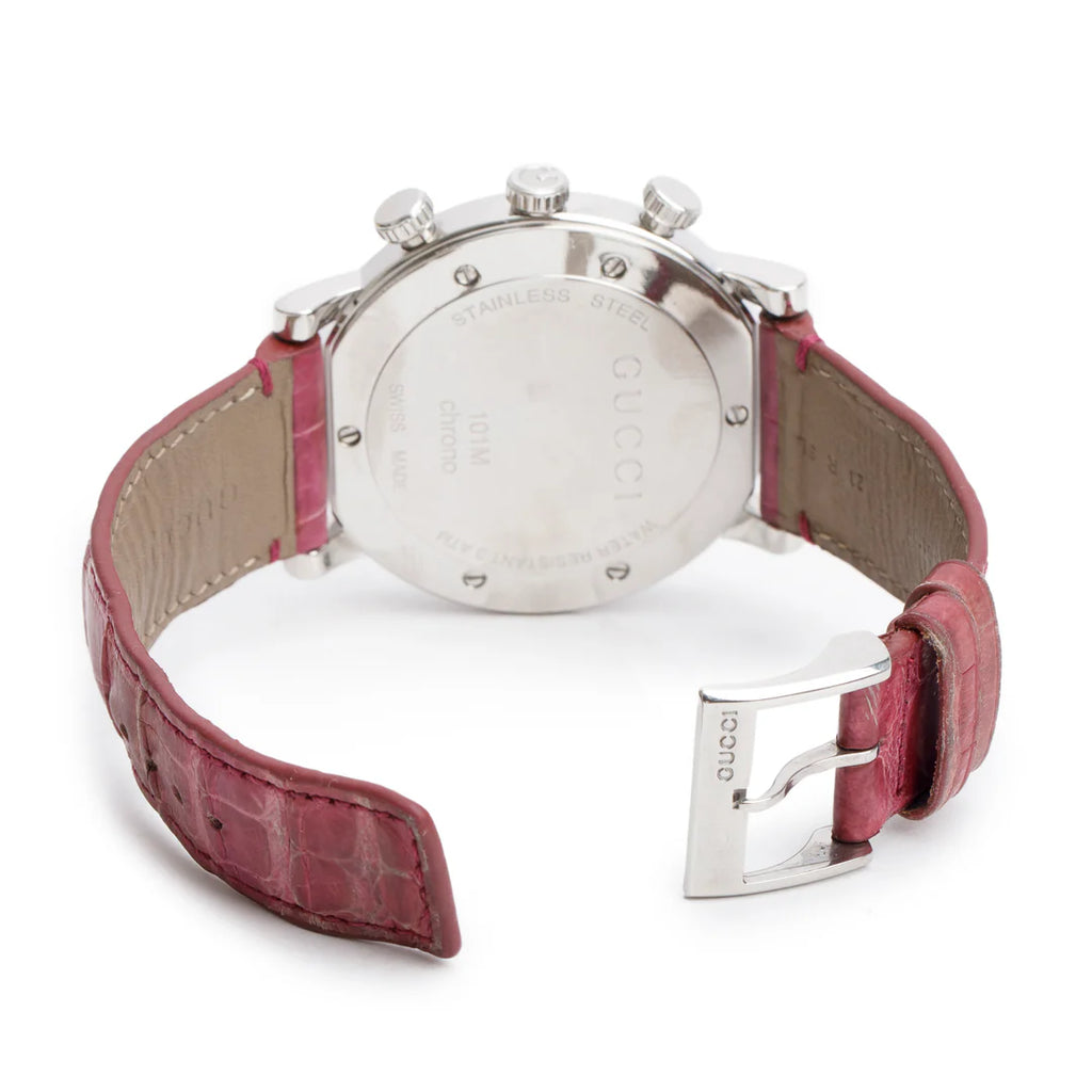 Stainless Steel Diamond Bezel G-Chrono 44 MM Chronograph Quartz Watch Pink Dial w/ Box &amp; Papers