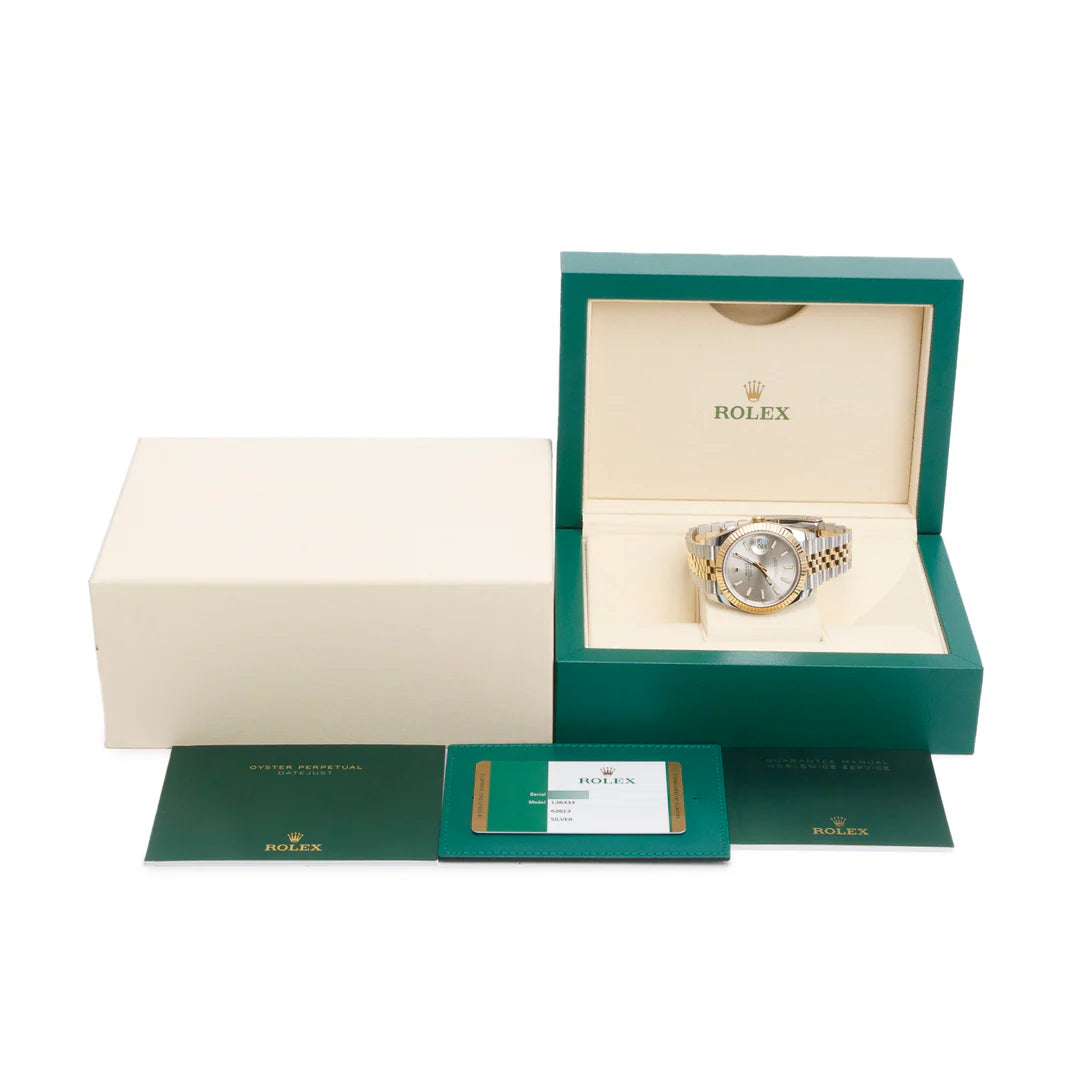 2020 Stainless Steel &amp; 18k Yellow Gold Oyster Perpetual Datejust 41 MM Automatic Watch Silver Dial 126333 w/ Box &amp; Papers