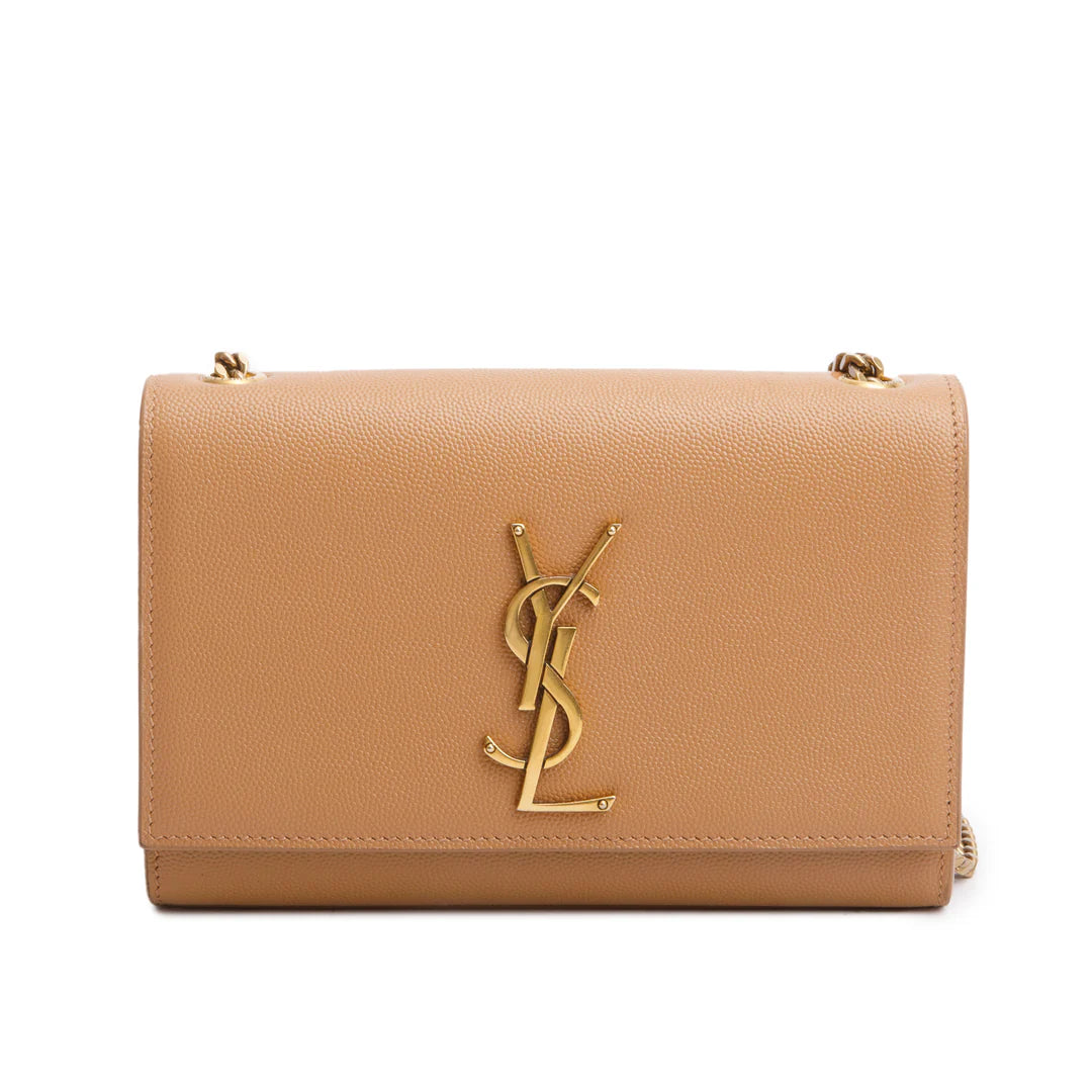 2020 Beige Grain de Poudre Leather Small Monogram Kate Satchel
