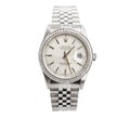 Stainless Steel Aftermarket Diamond Bezel Oyster Perpetual Datejust 36 MM Silver Dial Watch Silver Dial 16234