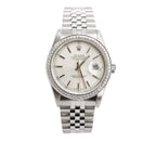 Stainless Steel Aftermarket Diamond Bezel Oyster Perpetual Datejust 36 MM Silver Dial Watch Silver Dial 16234