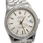 Stainless Steel Aftermarket Diamond Bezel Oyster Perpetual Datejust 36 MM Silver Dial Watch Silver Dial 16234