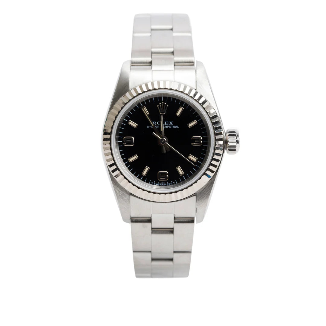 Stainless Steel Oyster Perpetual 26 MM Automatic Watch Black Dial 67194 w/ Box
