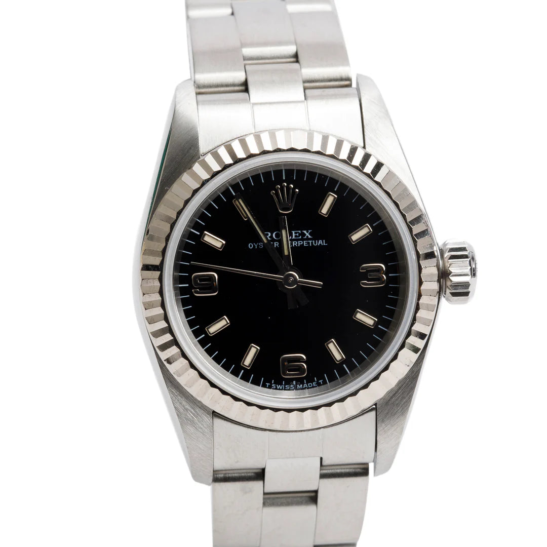 Stainless Steel Oyster Perpetual 26 MM Automatic Watch Black Dial 67194 w/ Box