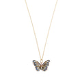 Effy Watercolors 14k Yellow Gold Multicolor Sapphire Butterfly Pendant Necklace w/ Box &amp; Receipt