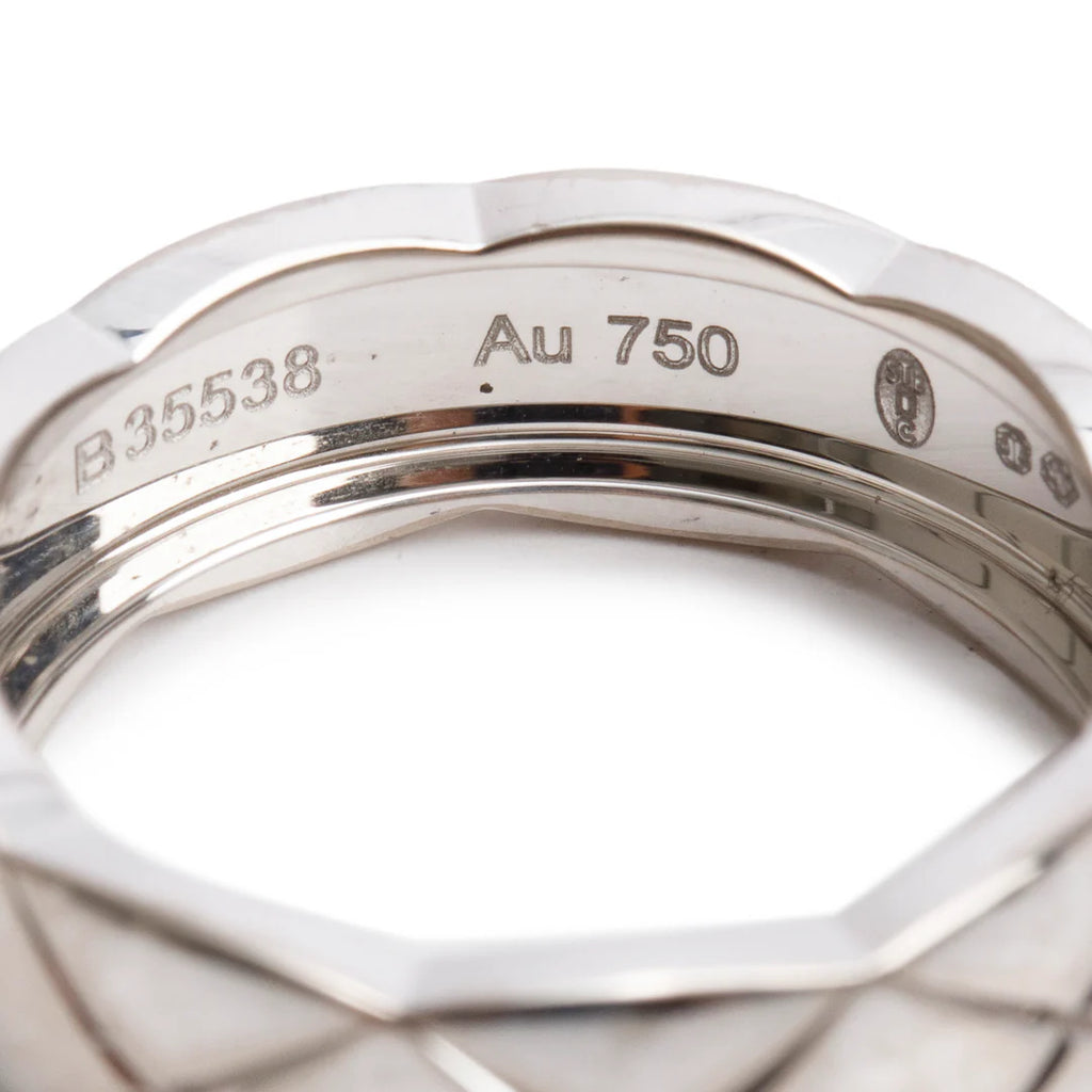18k White Gold Quilted Coco Crush Band Ring, Size 57 8, Small Version w/ Box