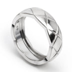 18k White Gold Quilted Coco Crush Band Ring, Size 57 8, Small Version w/ Box