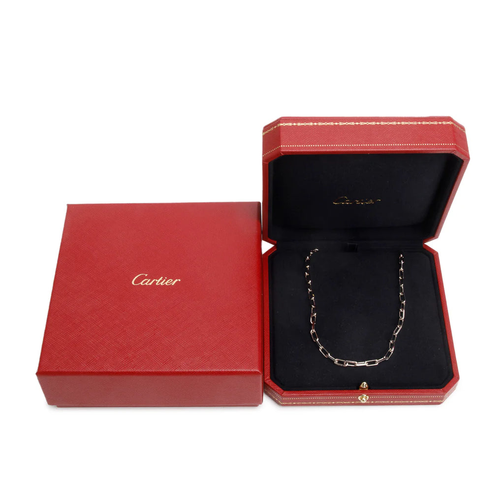 18k White Gold Santos de Chain Necklace, Small Model w/ Box