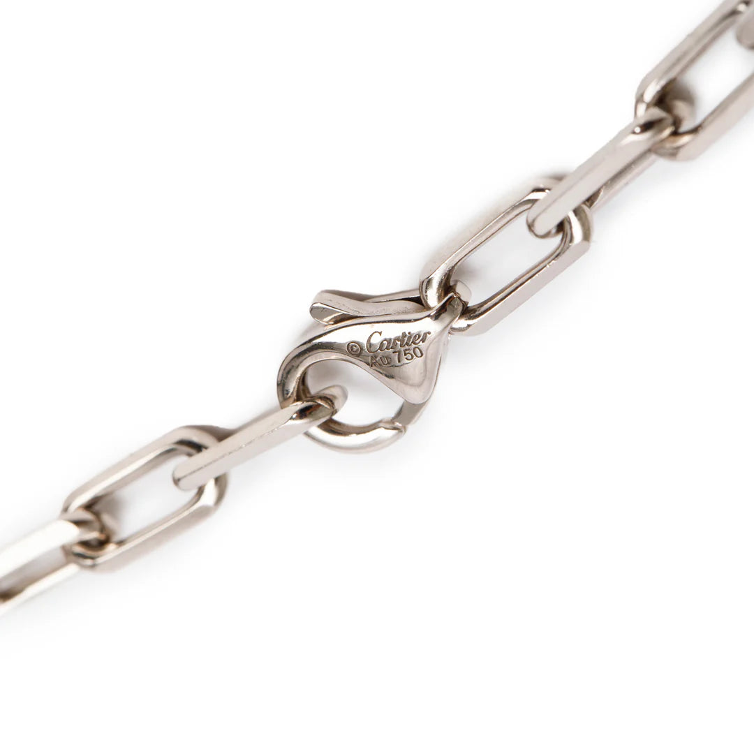 18k White Gold Santos de Chain Necklace, Small Model w/ Box