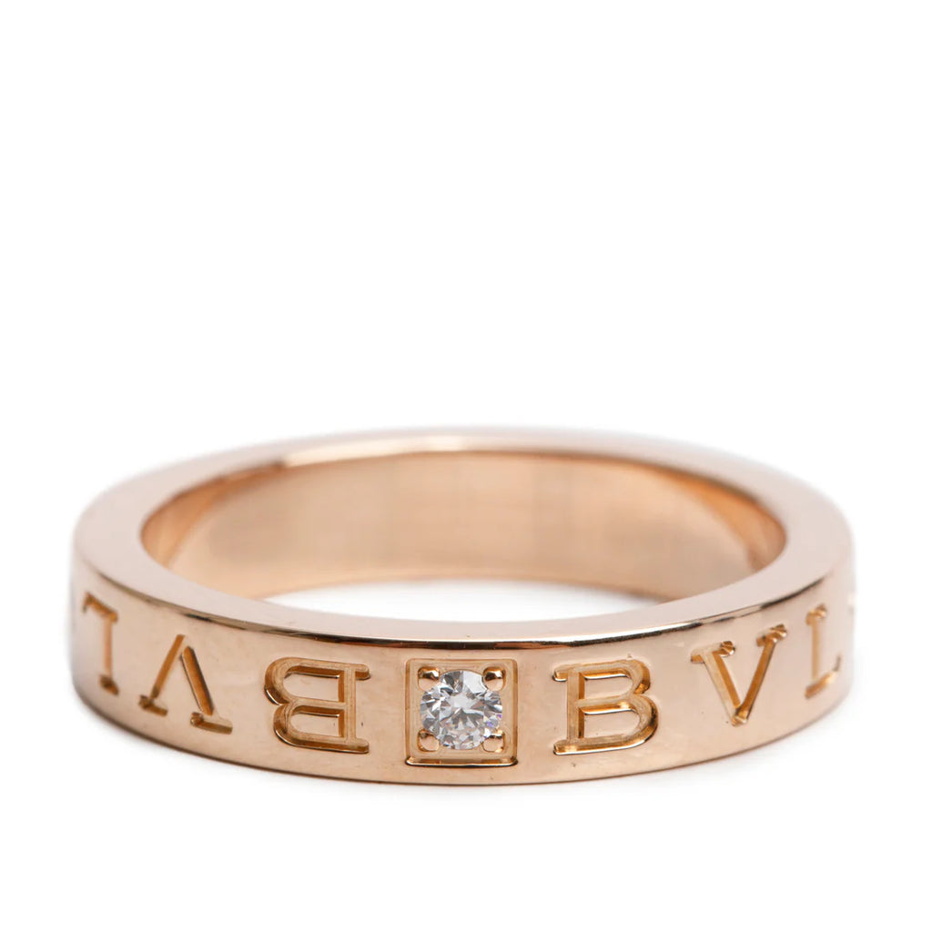BVLGARI Bvlgari 18k Rose Gold Diamond Band Ring, Size 6.75 w/ Box