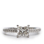 Platinum 1.04 ct. Princess Cut Diamond Novo Engagement Ring, Size 5.5 w/ Box &amp; Paperwork