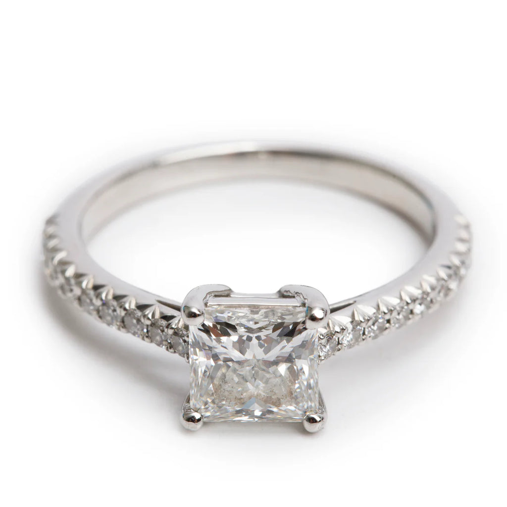 Platinum 1.04 ct. Princess Cut Diamond Novo Engagement Ring, Size 5.5 w/ Box &amp; Paperwork