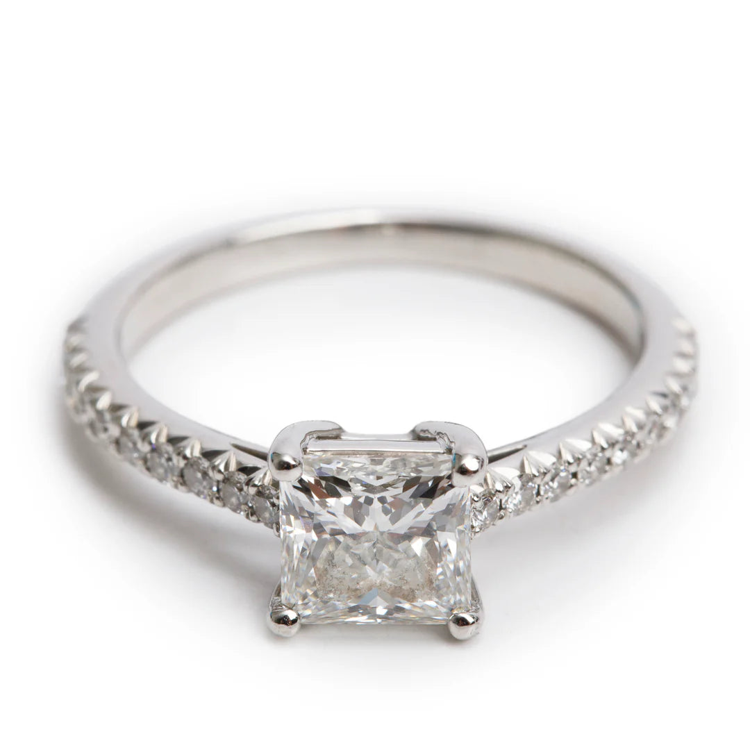 Platinum 1.04 ct. Princess Cut Diamond Novo Engagement Ring, Size 5.5 w/ Box &amp; Paperwork
