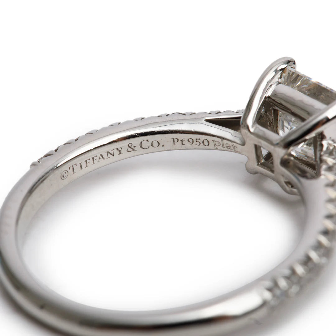Platinum 1.04 ct. Princess Cut Diamond Novo Engagement Ring, Size 5.5 w/ Box &amp; Paperwork