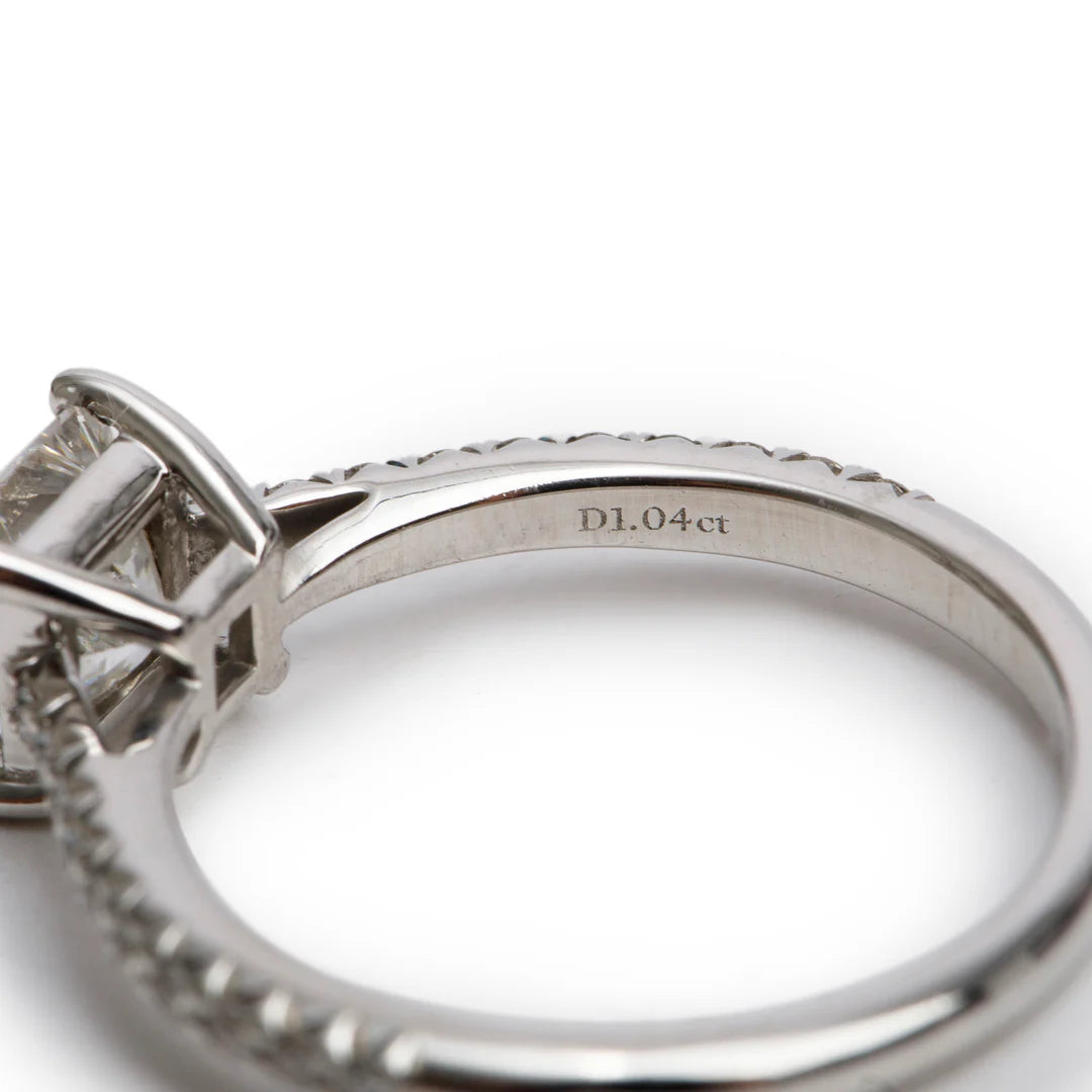 Platinum 1.04 ct. Princess Cut Diamond Novo Engagement Ring, Size 5.5 w/ Box &amp; Paperwork
