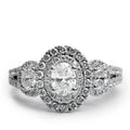 14k White Gold Love Oval Cut Diamond Engagement Ring, Size 6.5