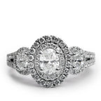 14k White Gold Love Oval Cut Diamond Engagement Ring, Size 6.5