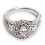14k White Gold Love Oval Cut Diamond Engagement Ring, Size 6.5