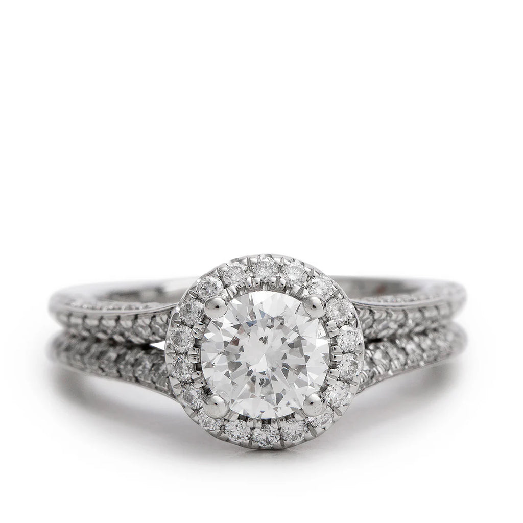 14k White Gold Love Diamond Engagement Ring, Size 6.75 w/ Box