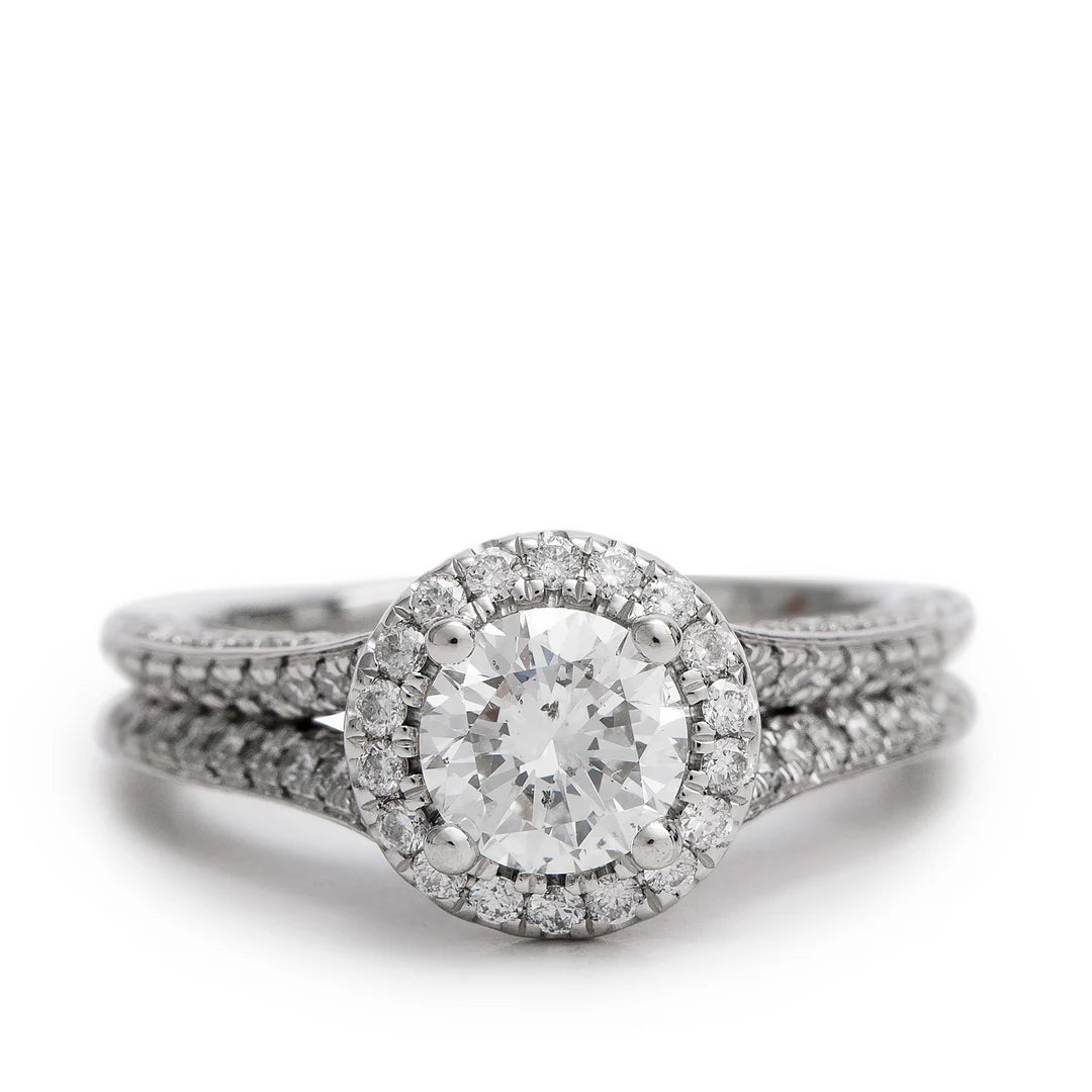 14k White Gold Love Diamond Engagement Ring, Size 6.75 w/ Box