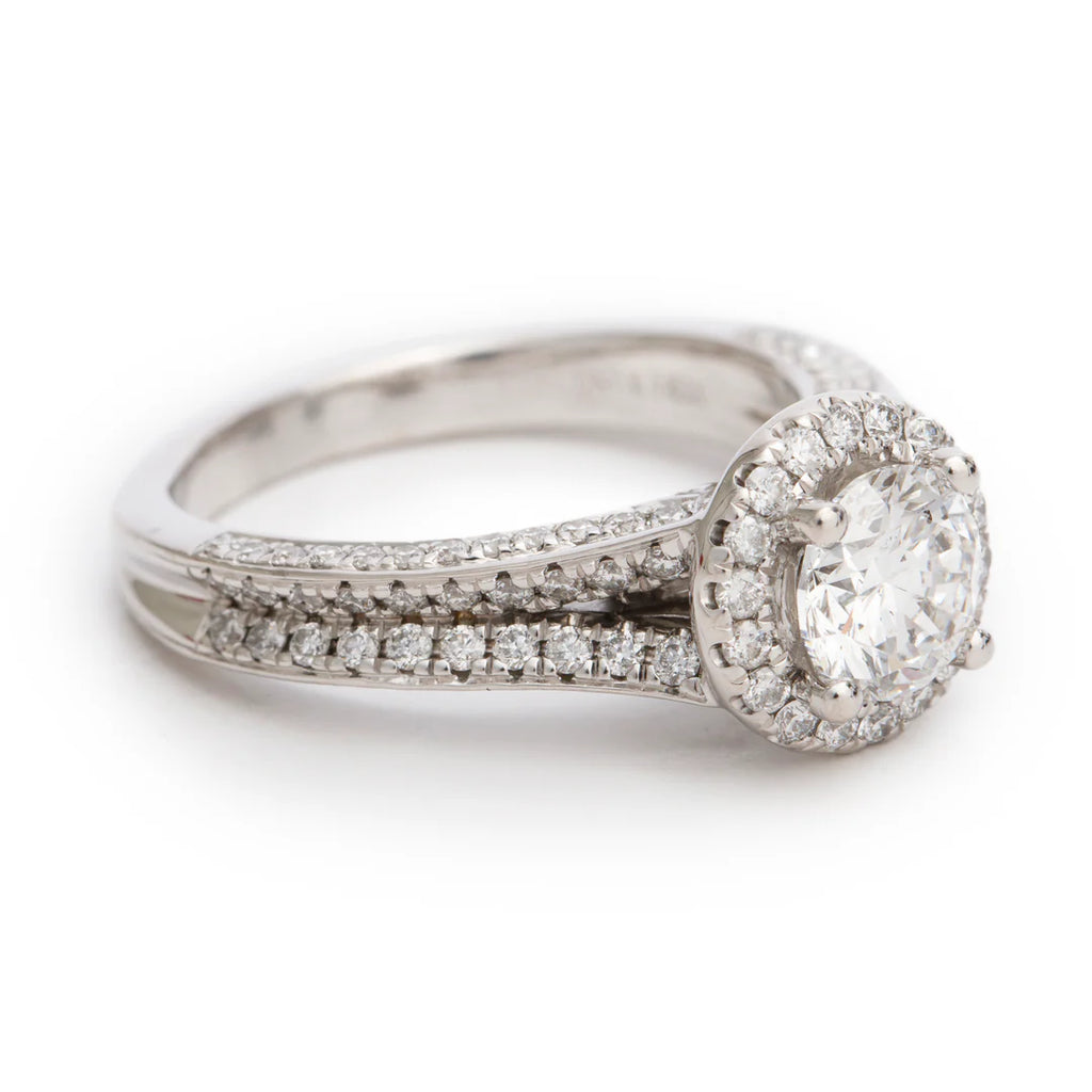 14k White Gold Love Diamond Engagement Ring, Size 6.75 w/ Box