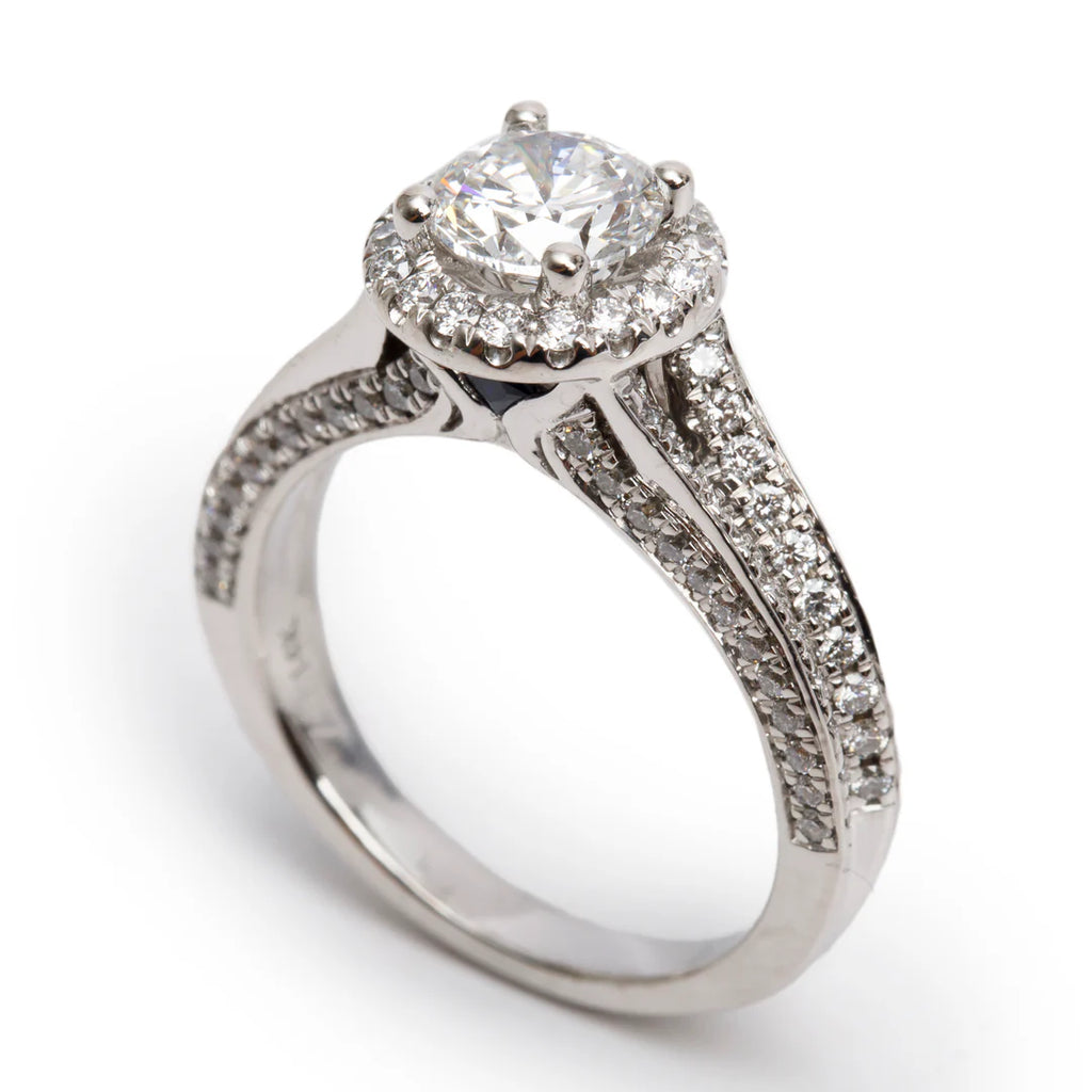 14k White Gold Love Diamond Engagement Ring, Size 6.75 w/ Box