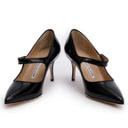 Black Patent Leather Camparinew Pointed Toe Pumps, Size 37.5 w/ Box