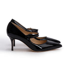 Black Patent Leather Camparinew Pointed Toe Pumps, Size 37.5 w/ Box