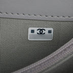 Grey Shiny Calfskin Leather Classic Small Flap Wallet w/ Box