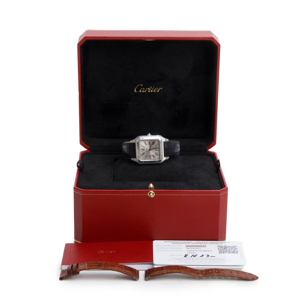 2023 Stainless Steel Santos Dumont Watch, Small Model 4242 w/ Box, Papers &amp; Extra Strap