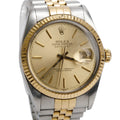 Stainless Steel &amp; 18k Yellow Gold Datejust 36 MM Watch Gold Dial 16013 w/ Box