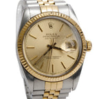 Stainless Steel &amp; 18k Yellow Gold Datejust 36 MM Watch Gold Dial 16013 w/ Box
