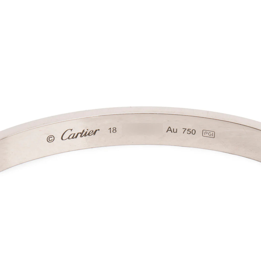 18k White Gold Love Bracelet, Size 18 w/ Box &amp; Certificate