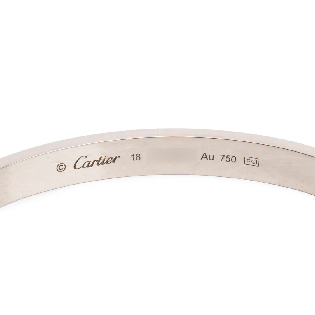 18k White Gold Love Bracelet, Size 18 w/ Box &amp; Certificate
