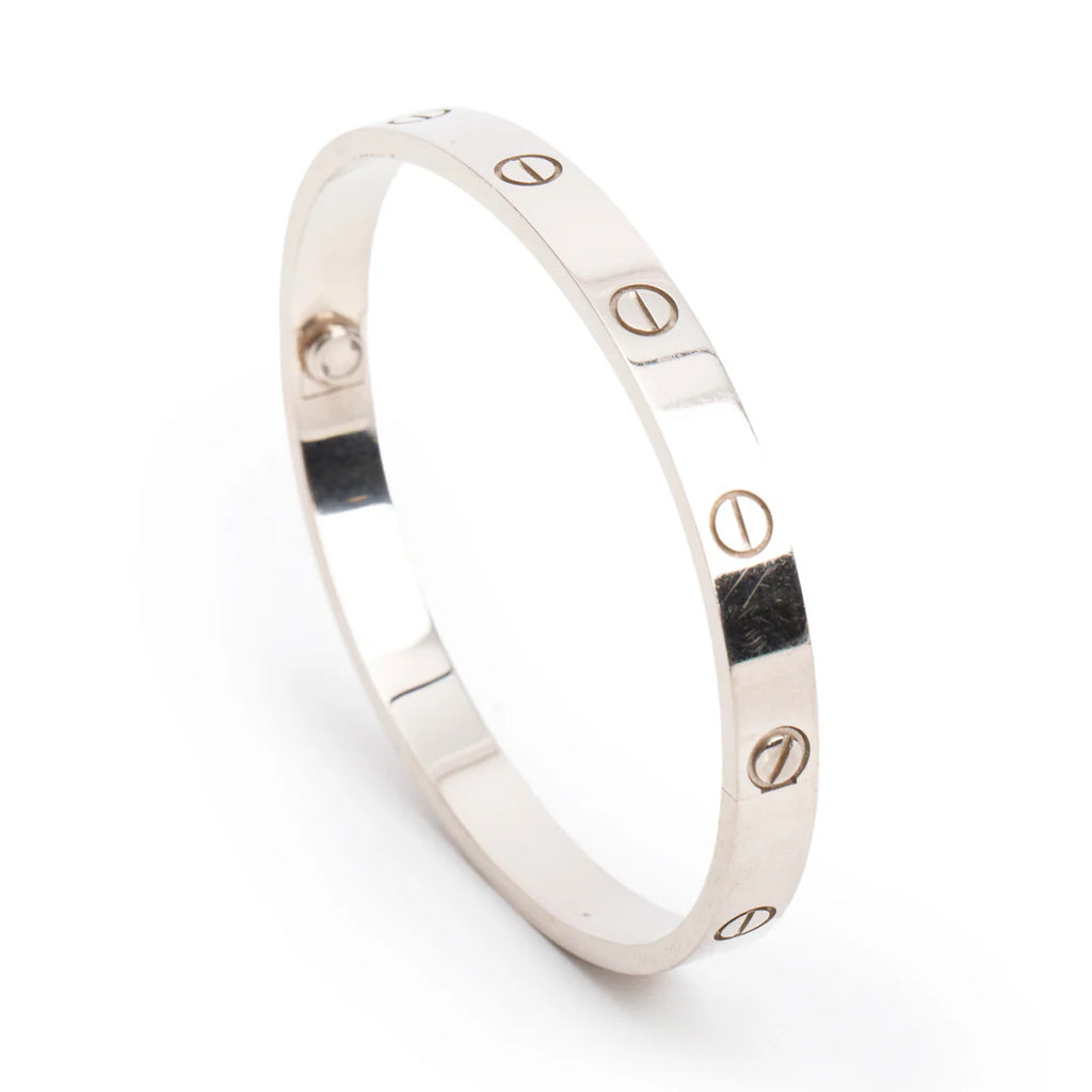 18k White Gold Love Bracelet, Size 18 w/ Box &amp; Certificate