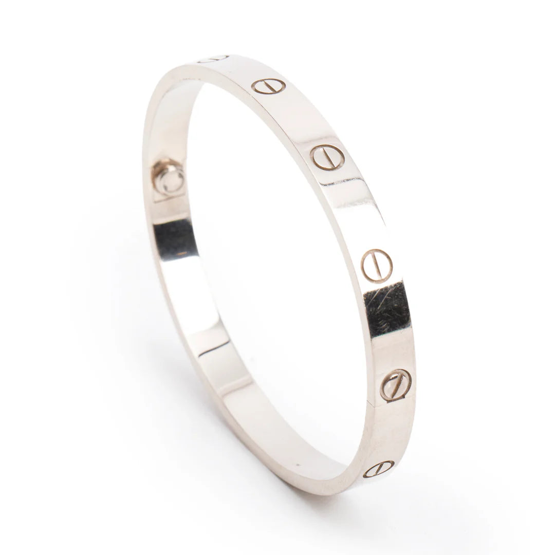 18k White Gold Love Bracelet, Size 18 w/ Box &amp; Certificate