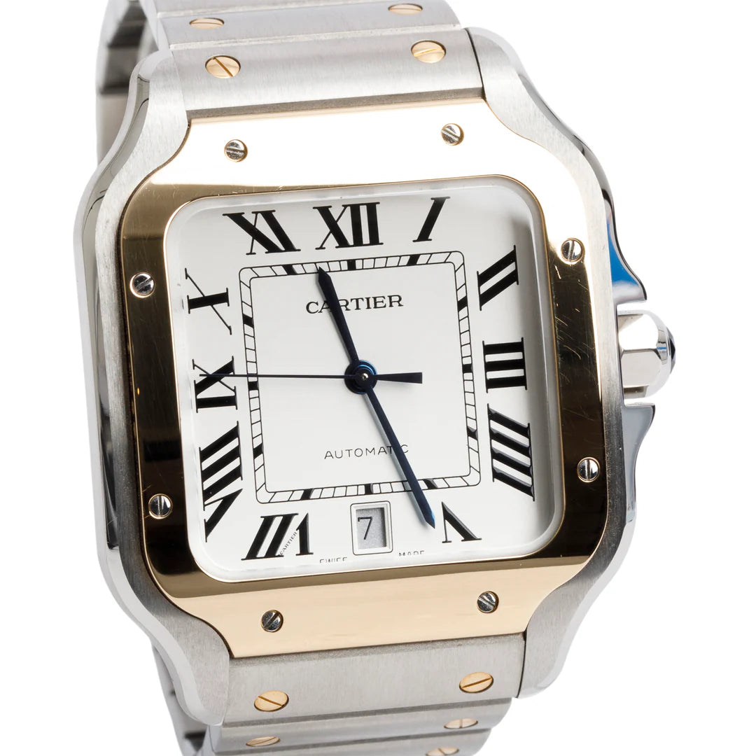 2022 Stainless Steel &amp; 18k Yellow Gold Santos de Automatic Watch, Large Model 4072 w/ Box, Papers &amp; Extra Strap
