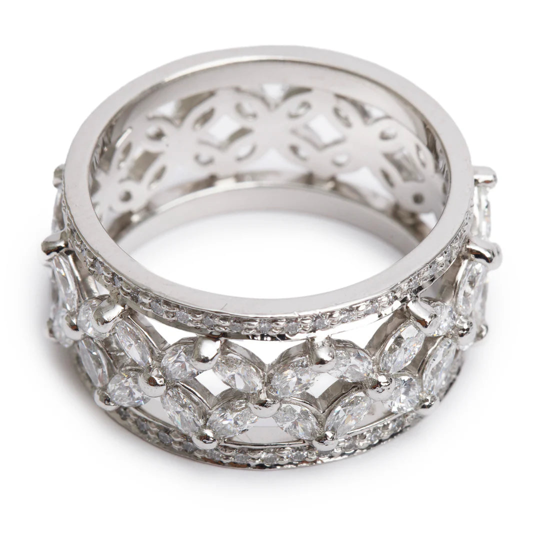 Platinum Diamond Victoria Ring, Size 8 w/ Box
