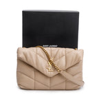 2020 Dark Beige Lambskin Quilted Toy Loulou Monogram Chain Satchel w/ Box