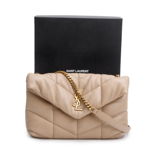 2020 Dark Beige Lambskin Quilted Toy Loulou Monogram Chain Satchel w/ Box