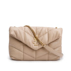 2020 Dark Beige Lambskin Quilted Toy Loulou Monogram Chain Satchel w/ Box