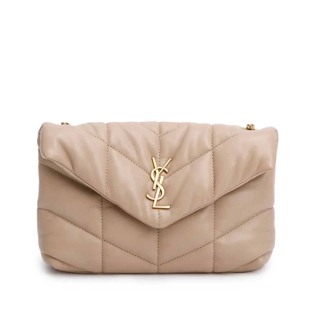 2020 Dark Beige Lambskin Quilted Toy Loulou Monogram Chain Satchel w/ Box