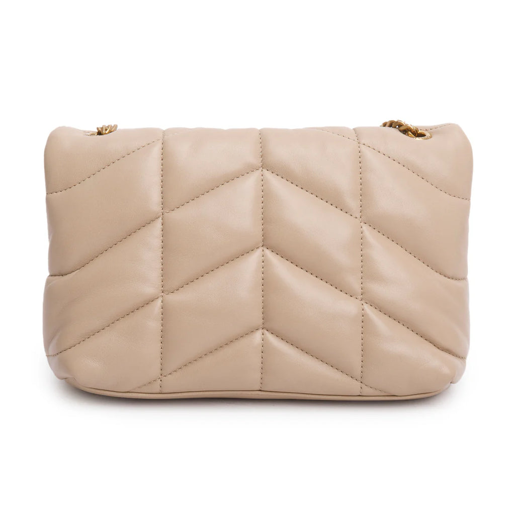 2020 Dark Beige Lambskin Quilted Toy Loulou Monogram Chain Satchel w/ Box