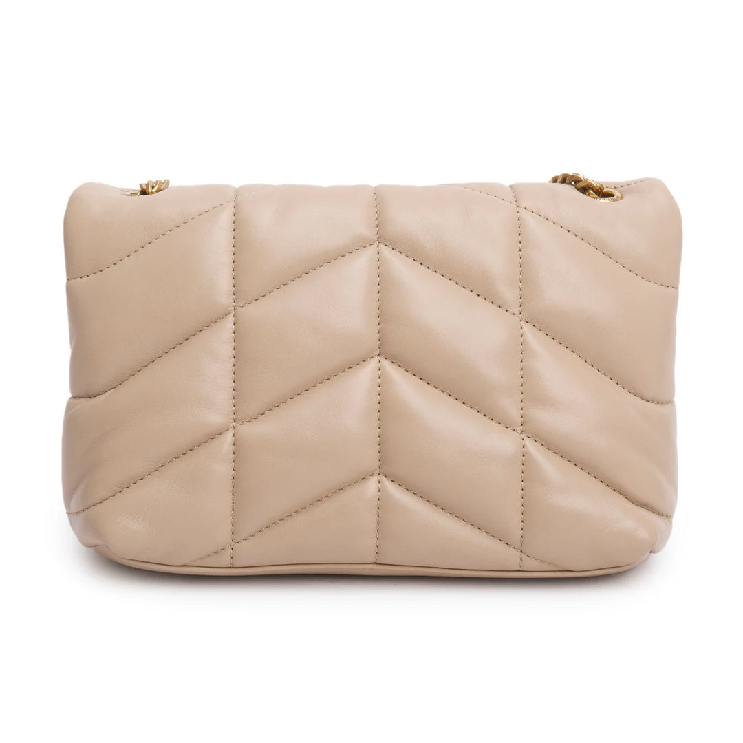 2020 Dark Beige Lambskin Quilted Toy Loulou Monogram Chain Satchel w/ Box