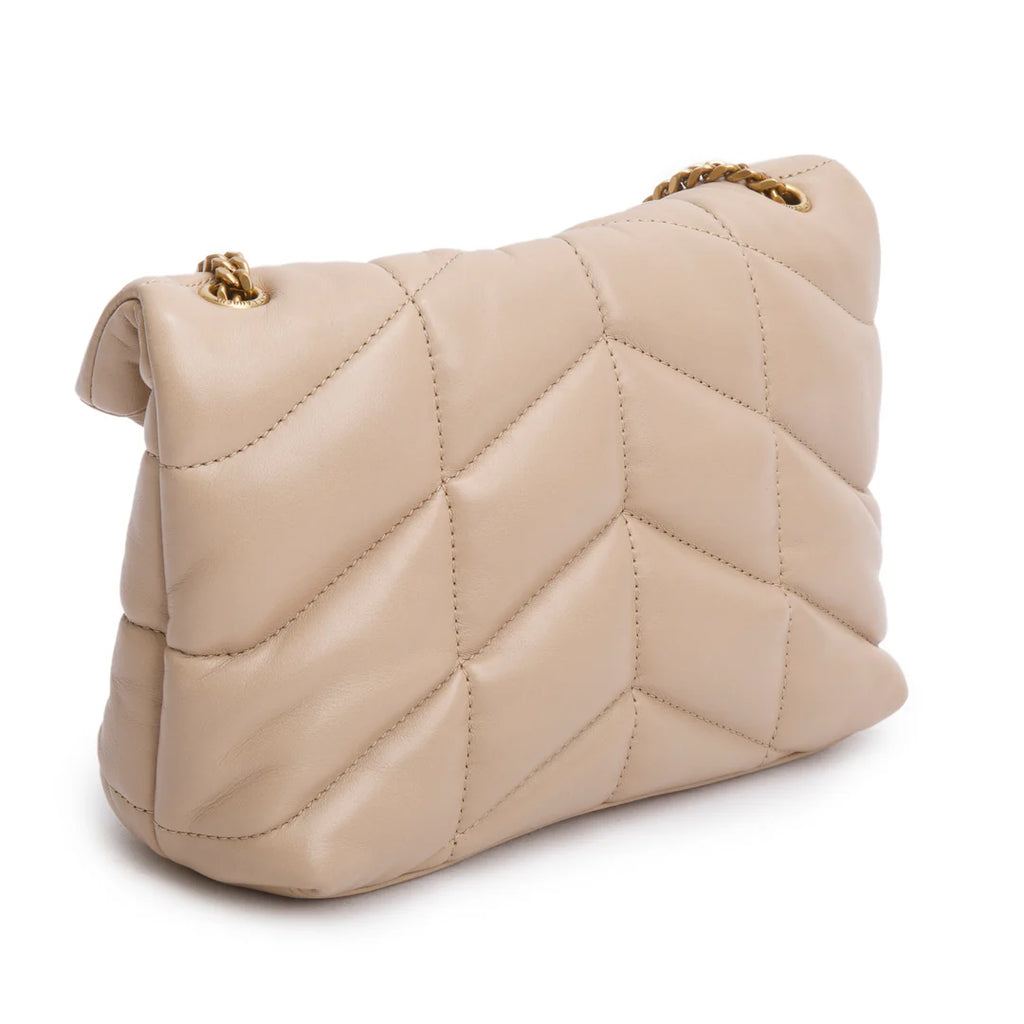 2020 Dark Beige Lambskin Quilted Toy Loulou Monogram Chain Satchel w/ Box