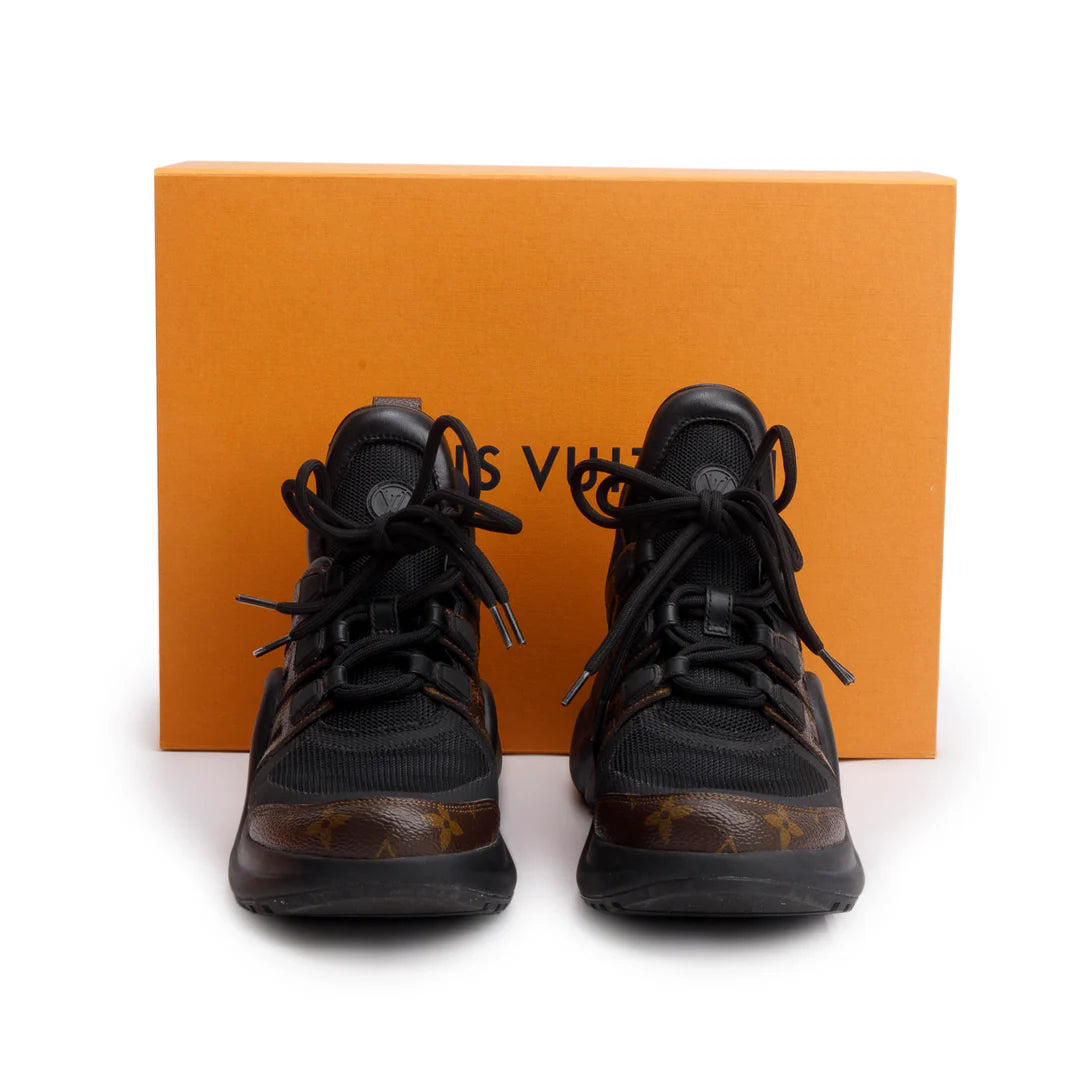 Monogram Trim Black LV Archlight Sneakers, Size 39 w/ Box